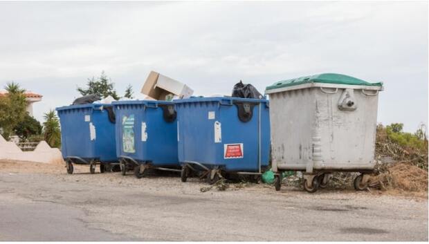 a row of dumpster